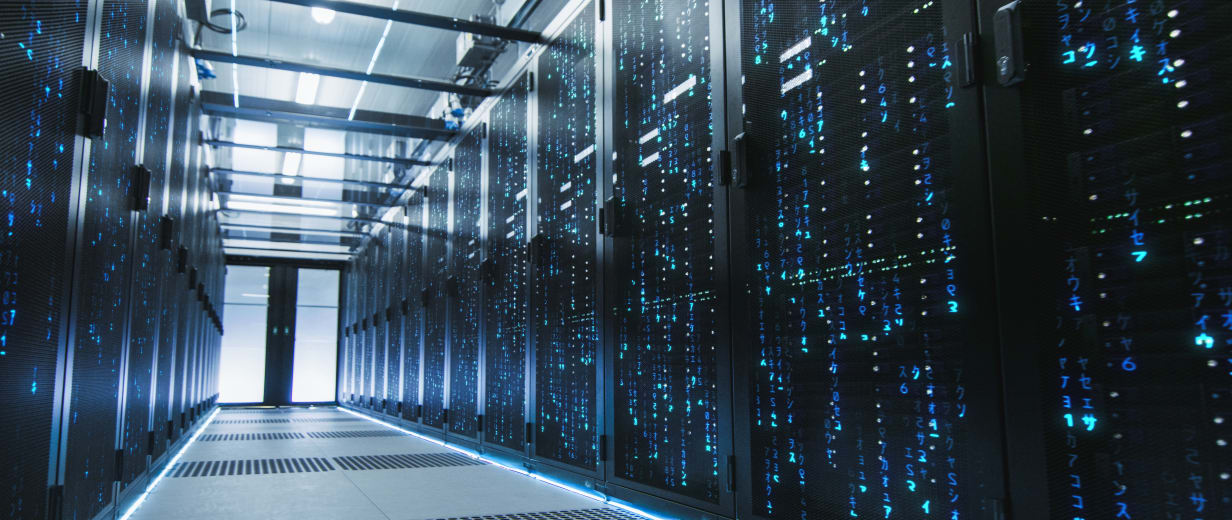 A row of servers in a datacenter